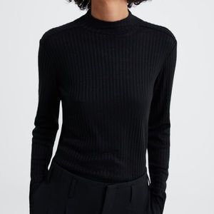 Black Ribbed Zara Long Sleeve Top
